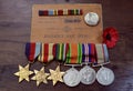 Australian Army World War II campaign medals Royalty Free Stock Photo